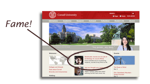 screenshot of Cornell homepage with Macaulay library featured